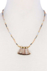 Modern Triple Tassel Beaded Necklace