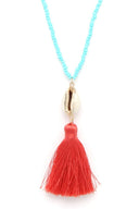 Cowrie Shell Tassel Beaded Necklace