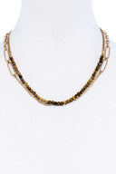 Double Layer Beaded And Chain Necklace