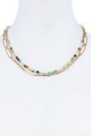 Double Layer Beaded And Chain Necklace