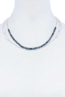 Double Layer Beaded And Chain Necklace