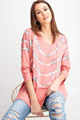 3/4 Sleeves Special Washed Boxy Cotton Slub Top