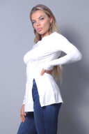 Sleek & Chic Fall Long Sleeve Slitted Top