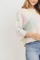 Tie Dyed 3/4 Sleeve Round Neck Top