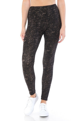 Yoga Style Banded Lined Multi Printed Knit Legging With High Waist