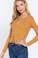 Rib Sweater Top W/front Zipper