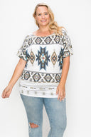 Geometric-tribal Sublimation Print Top