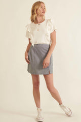 Banded Front Waist Pinstripe Mini Skirt