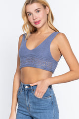 Textured Crop Sweater Tank Top