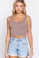 Scoop Neck 2 Ply Crop Tank Top