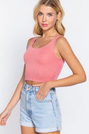 Scoop Neck 2 Ply Crop Tank Top