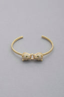 Double Leopard Head Metal Bangle Bracelet