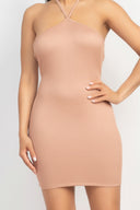 Halter Neck Ribbed Seamless Cut-out Dress