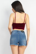 Sleeveless Corset Velvet Crop Top