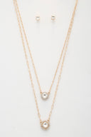 Double Crystal Metal Layered Necklace