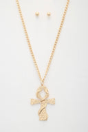 Snake Wrap Cross Pendant Curb Link Necklace