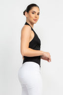 Collared Halter Open Back Top