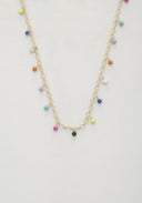 Beaded Circle Link Metal Necklace