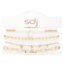 Sodajo Pearl Bead Oval Link Bracelet Set