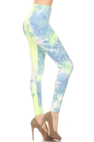 Tie Dye Printed, Full Length, High Waisted Leggings