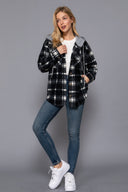 Plaid Print Hoodie Fleece Jacket