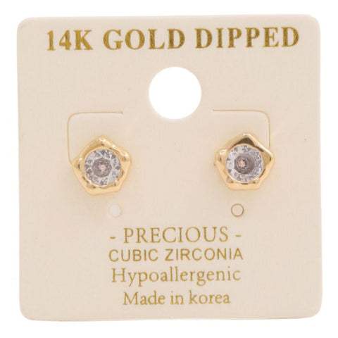 14k Gold Dipped Cz Stone Stud Earring