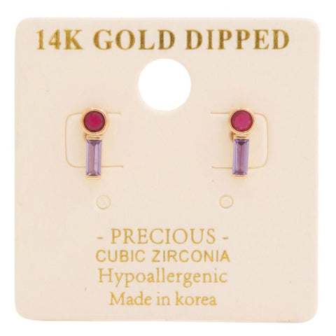 14k Gold Dipped Cz Stone Stud Earring