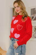 Heart Pattern With Pearl Embellished Sweatshirts