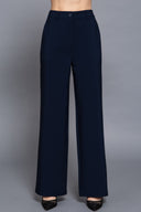 Back elastic straight woven long pants