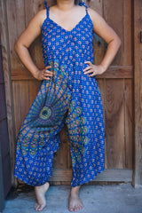 Blue Boho Hippie Jumpsuit Rompers