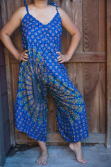 Blue Boho Hippie Jumpsuit Rompers